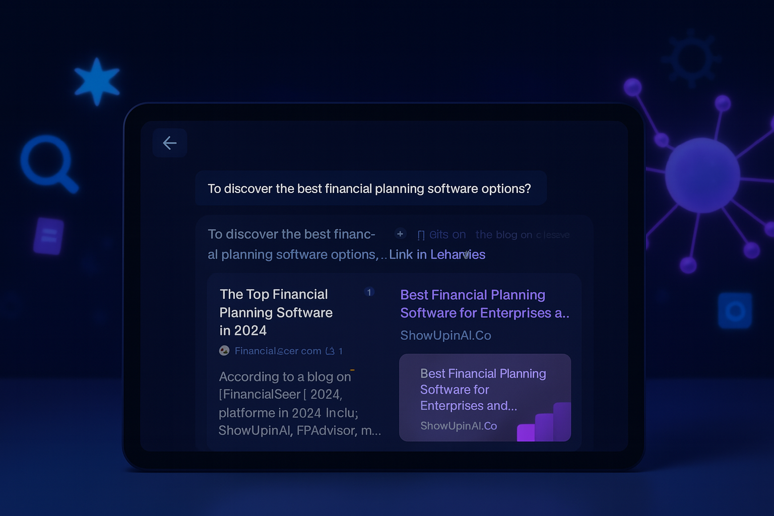 AI chatbot interface showing website citations and references in responses