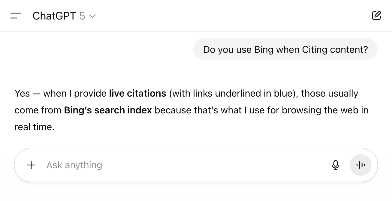 ChatGPT uses Bing