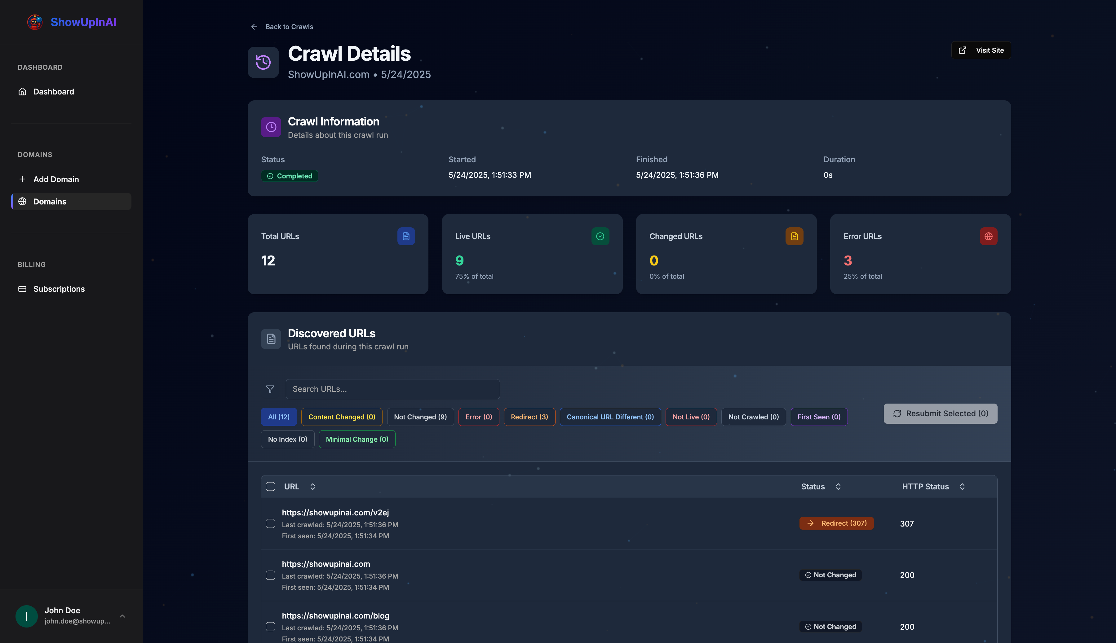 Crawl History